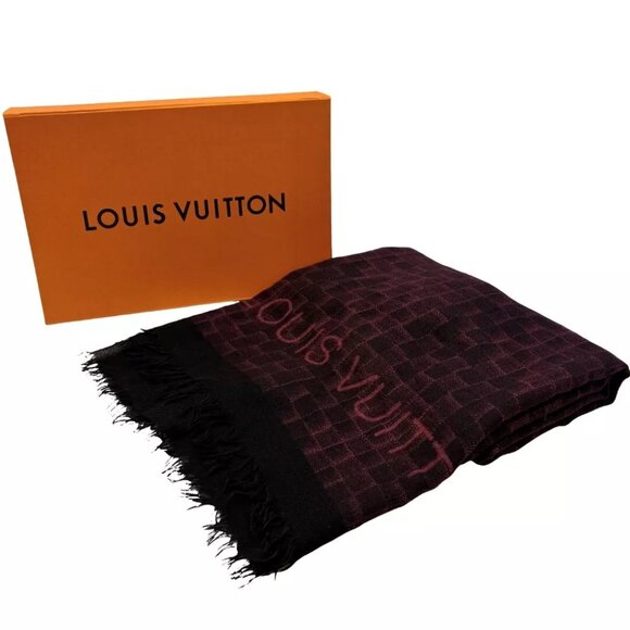 Authentic LOUIS VUITTON Cashmere x Silk Stole Scarf Bordeaux #36636121 - Picture 1 of 11